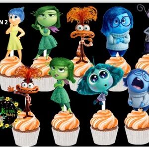 INSIDE OUT CUPCAKE TOPPERS l 24 PIECES